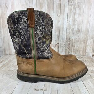 John Deere Mens 16W Dan Post Camo Leather Western Work Boots JD4148 Tan